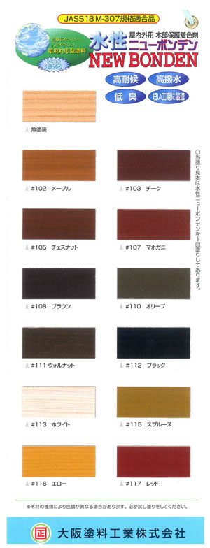 大阪塗料工業 塗料 水性ニューボンデン 111 ウォルナット 14kg